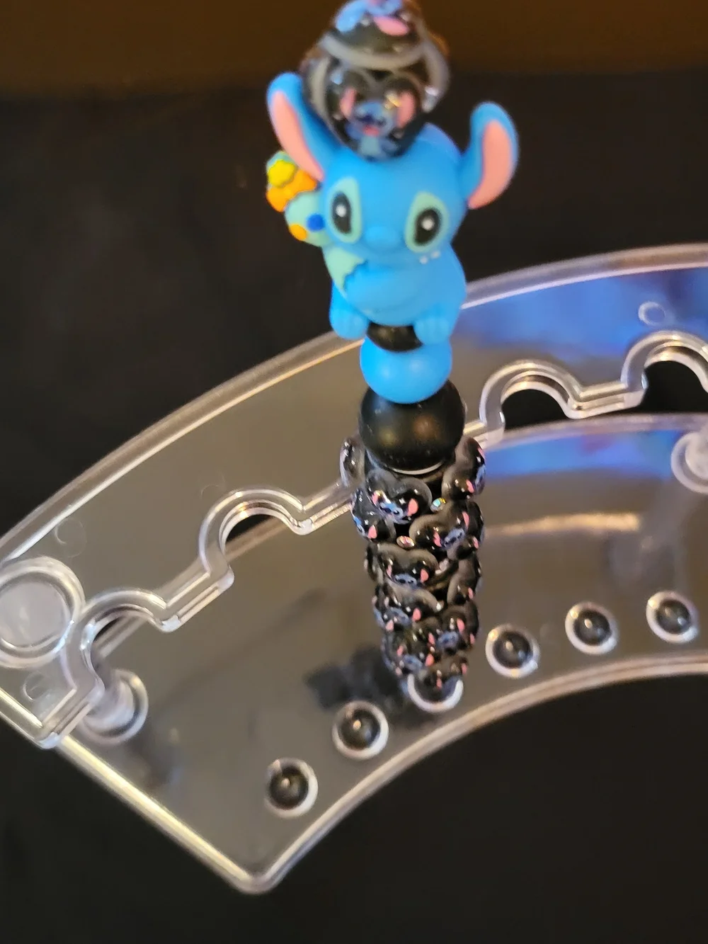 Blue Stitch Character Beaded Pen
